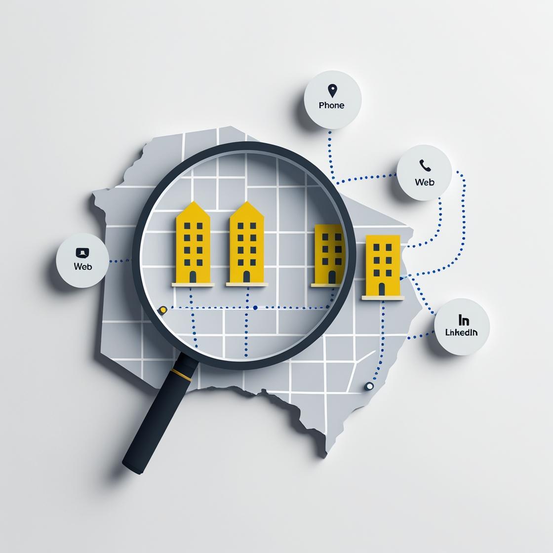 Ilustración de extracción inteligente de datos empresariales desde múltiples fuentes.